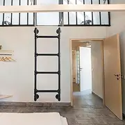Metal Loft Bunk Bed Ladder with Attic Stairs for Climbing and Escaping 4ft 6ft 7ft 8ft Black Metal Steps for Home Basement Warehouse Outside 110cm/43in