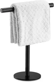 1 Pack Bath Hand Towel Holder Standing, SUS304 Stainless Steel Matte Black T-Sha
