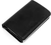 [Generic] Leather Credit Card Holder Money Cash Wallet Clip RFID Blocking Purse (Black)
