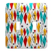 Mid Century Atomic Diamond Flair Decorative Switchplate | Metal Light Switch Cov