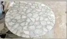 Round White Agate Stone Side Coffee Table Top Modern Office Entryway Desk Decors