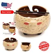 Polished Ceramic Yarn Bowl & Carrying Bag - Tangle-Free Knitting Solution