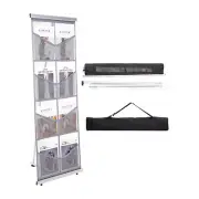 Portable Magazine Display Racks 8 Mesh Pockets Gray