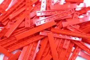 10 Lego Red, Tile 1 x 6 City/Town inv 276