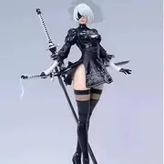 NieR Automa Two Colors Yorha No. 2 Type B Figure Game Character Anime Model Desktop PVC Collectible Statues Collection Decorations (Black Dress)
