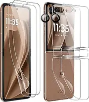 Fhyeugfy for Motorola Moto Razr+/Plus 2025 Screen Protector, [2+2+2 Pack] Inner Screen Flexible Film+ Camera Lens Protector+Back Screen Protector(Soft TPU),No Bubbles, Anti-Scratch