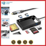 SD Card Reader 7 in 1, [Dual Connector .0/USB-C, 2.5FT Nylon Cable] Card Adap...