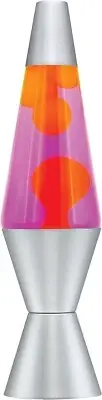 Lava Lamp Original Silver Base Lamp 14.5" with Yellow Wax in Purple Liquid