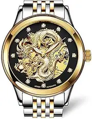 [carlien] Men Watches Luxury Brand Hollow Automatic Mechanical Luminous Gold Watches