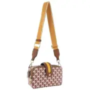 Milleni Ladies Fashion Geometric Crossbody Bag with Webbing Strap in Brown
