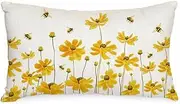 AACORS Spring Pillow Cover 12X20 Inch Daisy Bee Decorations Farmhouse Seasonal Summer Pillow Case Decor for Sofa Couch （Yellow）