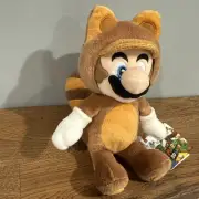 Nintendo Super Mario 3D Land Tanooki 8" Plush San-ei Little Buddies NWT