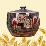 Rice Jar Storage Ceramic, Airtight Ceramic Rice Bin With Lid, Kitchen Rice Ceramic Container, Bulk Food Storage For Beans Corns Wheat Oatmeal(5kg/11lbs)