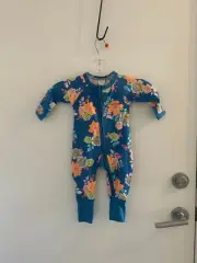bonds zip wondersuit blue floral sz 000 (k69