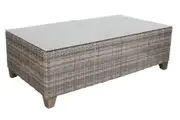 VI Dockside Wicker Rattan Outdoor Coffee Table with Glass Top