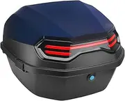 Motorcycle Tail Box Scooter Boots Trunk Cool ABS+PP Solid Case for Full Helmet Storage Organizer Box Tail Box Back(Tibetan Blue)