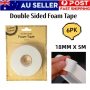 6 x Double Sided Foam Tape Strong PE Highly Adhesive Foam Tape 18MM X 5M White