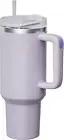 40 Oz Tumbler with Handle Travel Mug Straw Covers Cup, Stainless Steel (Purple)