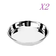 2X 40CM Round Plate Stainless Steel 304 Food Deep Baking Tray Cake Tray