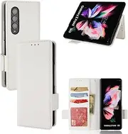 Compatible with Samsung Galaxy Z Fold 4 Wallet Case,PU Leather Folio Flip Case Compatible with Samsung Galaxy Z Fold 4 Cell Phone Leather Case White