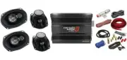 Cerwin Vega CVP1600.4D 1600W 4-Ch + 2 XED-693 6x9" 3-Way Speakers + 4G AMP Kit