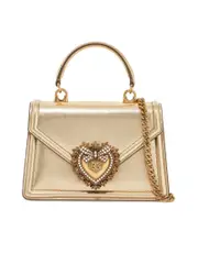 Dolce & Gabbana Gold Nappa Shoulder Bag With Crystal Heart