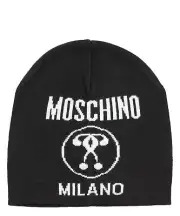 Moschino beanie men double question mark 60016M5146016 Black wool cap hat beret
