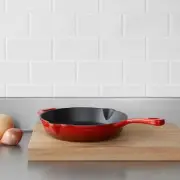 New - Enameled Cast Iron 10” Skillet Pan Griddle Cookware Red