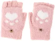 [FRCOLOR] 1Pair Convertible Knitted Mittens Gloves Winter Warm Fingerless Design Clamshell Style for Indoor Outdoor Activities for Work and Study present for Friends