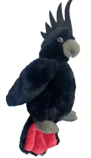 Black Cockatoo Red Tailed Bird Plush Soft Toy Eco Buddies CA Australia
