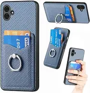 Compatible with Nothing CMF Phone 1 Case,Compatible with Nothing CMF Phone 1 5G [PC+TPU+PU] Card Holder Kickstand Phone Cover Blue
