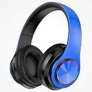 EZONEDEAL Wireless Bluetooth Headphones-Colorful Lights/Foldable/Large Battery Capacity/Built-in Microphone-Bluetooth 5.0/10 m Range/Stereo Surround/Comfortable affixed Ears (Blue), EZ95632
