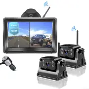 5" Monitor 2x Digital Wireless Reversing Cameras Battery Magnetic For Caravan Rv