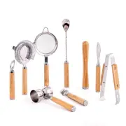 Bartender Kit 9-Piece Bar Tool Set Cocktail Shaker Set with Wooden Handle Dri...