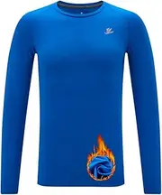 [DEVOROPA] Youth Boys Compression Thermal Shirt Long Sleeve Fleece Baselayer Soccer Baseball Undershirt, Crew