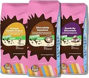 Crazy Cups Decaf Flavored Ground Coffee Variety Pack, Includes Chocolate Hazelnut, French Vanilla and Death by Chocolate, in 10 oz Bags, For Brewing Flavored Hot or Iced Decaf Coffee, Variety 3 Pack
