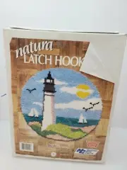 Natura Latch Hook Kit. LIGHTHOUSE, CAPE COD. ROUND 23". National Yarn Crafts NOB