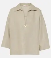 [Valentino] Valentino VGold linen canvas top AU 18 beige