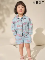 Blue Denim 100% Cotton Printed Shacket and Shorts Set (3mths-7yrs) (E25320) | $48 - $57