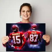 Patrick Mahomes and Travis Kelce POSTER or CANVAS - Go Chiefs!, Bar/Man Room art