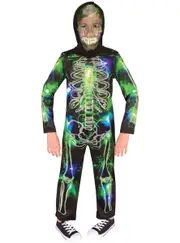 Glow in the Dark Neon Green Skeleton Boys Halloween Costume
