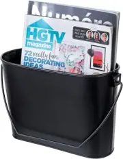Black Metal Bathroom Magazine Holder, Hanging or Tabletop Bucket Storage Bin