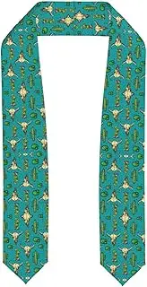 [SKKNT] Cute Cactus And Skull Of Bull Print Graduation Shawl Stole For Academic Commencements Honor Sash Congratulations Gift
