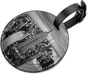 [KQNZT] Luggage Tags, 2 Pack Suitcase Tag, PU Leather Luggage Tags, Custom Luggage Tags, Luggage Name Tags, New York Cityscape Gray