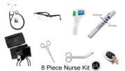 NK-222 8 Piece Nurse Kit - Stethoscope , BP set, oximeter, thermometer & more