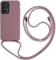Case with Rope for Samsung Galaxy A53 5G Ultra-thin Protective Liquid Silicone Soft TPU with Adjustable Neck Strap Lanyard Anti-Shock Case for Samsung A53 5G, Pink