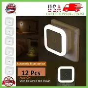 12-Pcs Plug-in LED Night Light Lamp Dusk to Dawn Sensor Hallway Kitchen Bathroom