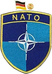 A-ONE NATO Logo Morale Embroidery Patch + Germany Collar Badge Pin, Applique for Garrison Cap Beret Helmet Denim Cloth Battledress Uniform Molle Canvas Bag Bomber Jacket NO.423+014P