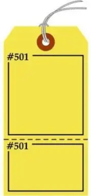 CLAIM CHECK Tags, 2 Parts, Numbered, Looped String, 5.75" x 2.875"- Pk / 25 Tags