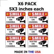 X6 PACK - 5"X3" SMILE You're On Camera Security CCTV ADT RING STICKER Decal LOT